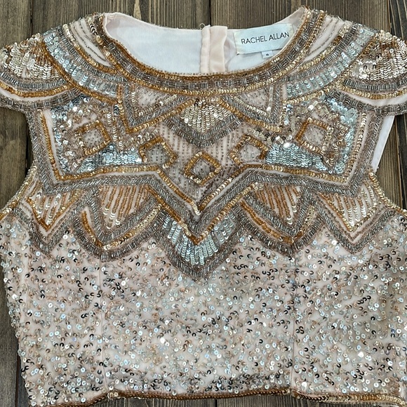 🌟4x Host Pick🌟Rachel Allan Rose Gold Sequin Two Piece Dress - Picture 9 of 16
